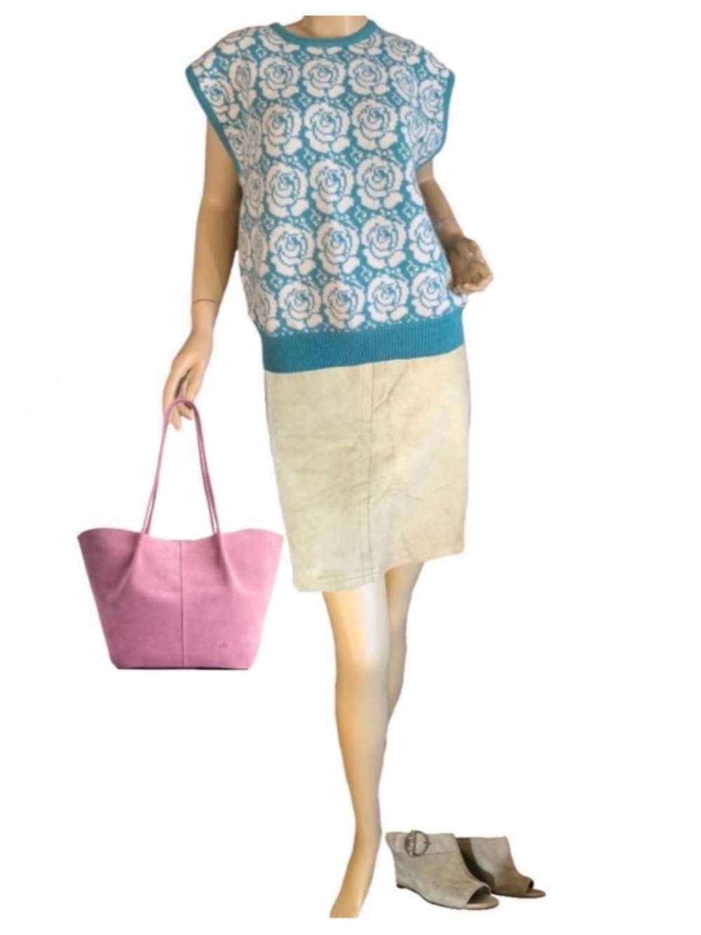 HUNT CLUB BEIGE GENUINE SUEDE SKIRT (18)